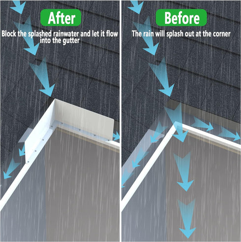 4 Pcs Gutter Valley Splash Guards,Rain Gutter Valley Roofing Gutter Guards, Diverter Roof Rain Diverter for House Shingle Roofs Corner (4)...