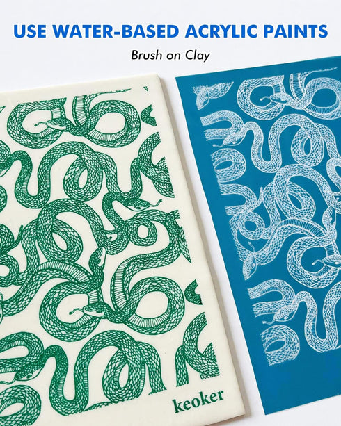 KEOKER Animal Print Silk Screen for Polymer Clay, Cheetah Leopard Silk Screen Polymer Clay, Cow Speckled Silk Screen Stencils for Polymer Clay, Sn...