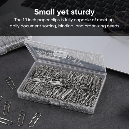 700 PCS Paper Clips, Small Paper Clips for Paperwork, 2 Boxes of 350 PCS Each, Sturdy and Upgraded Plastic Boxes Well Packed, Easy to Use in Offic...
