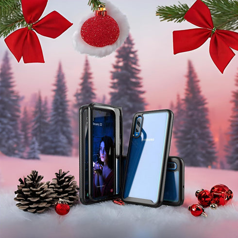 for Galaxy A50 Case,Hybrid 2 in 1 Slim Fit Heavy Duty Protection Shock Resistant Sturdy Shockproof Clear Case with Black Bumper Cover for Galaxy A...