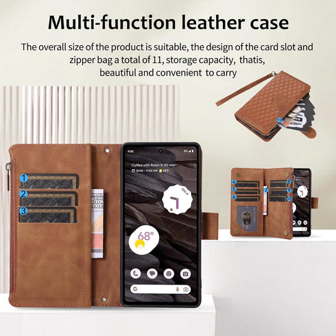 Asuwish Phone Case for Google Pixel 6 Pro Wallet Cover with Tempered Glass Screen Protector and Wrist Strap Flip Zipper Credit Card Holder Stand C...