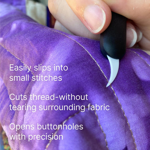 Slice 10596 Safety Seam Ripper With Manual Retraction, Safety Blade, Ambidextrous Tool, Replaceable Blade Lasts up to 11x Longer Than Metal - 1 Pi...