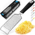 Zulay Kitchen Professional Cheese Grater Stainless Steel - Durable Rust-Proof Metal Lemon Zester Grater With Handle - Flat Handheld Grater For Che...