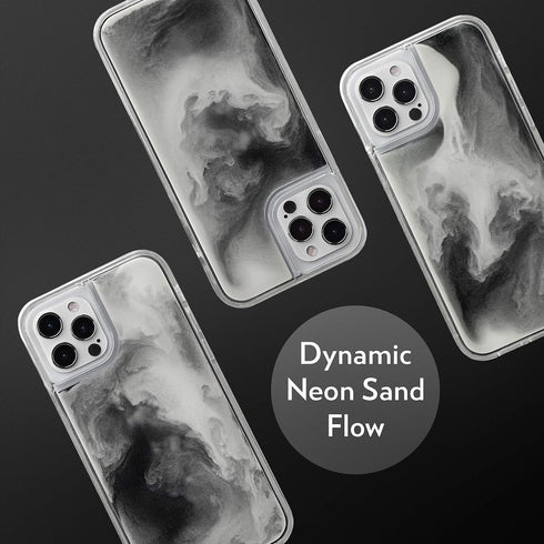 SteepLab Flowing Neon Sand Liquid Case for iPhone 12 Pro Max (2020, 6.7") - Full Body Protection with Raised Bezel - Hi Contrast Black n White...