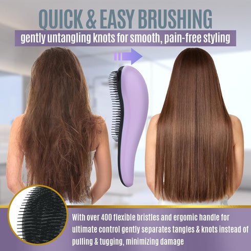 Detangling Hair Brush For Kids And Adults, Gentle Hair Care Brushes With Soft Flexible Bristles For Straight, Natural, Curly, Dry, Or Wet Styling,...