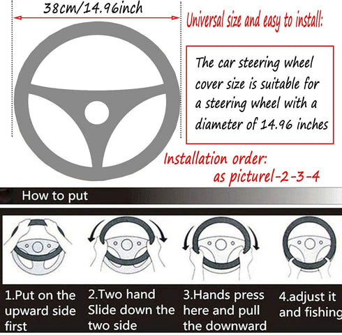 Fluffy Steering Wheel Cover for Women Fuzzy Steering Wheel Cover Winter Warm Faux Wool Plush Car Wheel Cover Furry Steering Wheel Protector Univer...