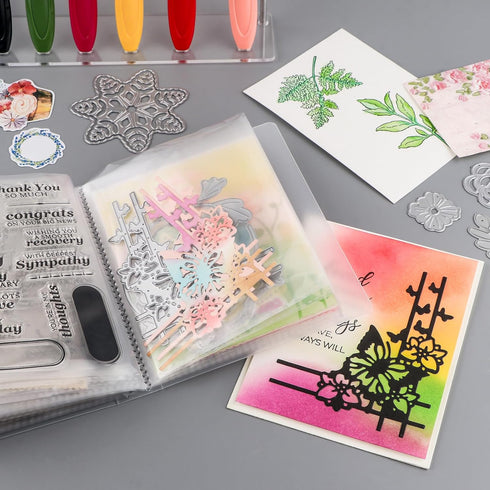 80Pages/ 2Set A6 Clear Stamps Storage Embossing Folder Storage Photo Storage Album Seal Bags Storage Keeper Cards Folder Storage Bag for DIY Scrap...