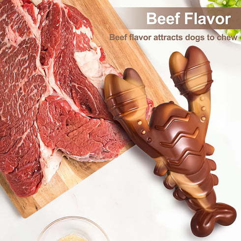 PETSTA Indestructible Dog Toys for Aggressive Chewers, Extreme Tough Dog Toys for Large Dogs, Real Beef Flavored, Dog Bone for Medium/Large Dogs B...