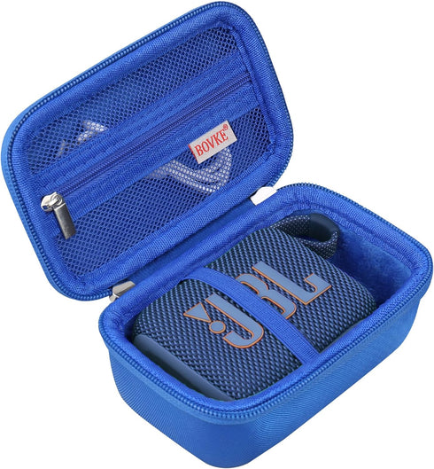 BOVKE Carrying Case Compatible with JBL Go 4 Portable Bluetooth Wireless Speaker, Extra Mesh Pocket for Charging Cables and Accessories, Blue...