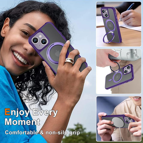 Magnetic for iPhone 13 case/iphone 14 Case ?Compatible with Magsafe? with 360°Rotatable Invisible Ring Stand?Military Grade Shockproof? Matte Back...