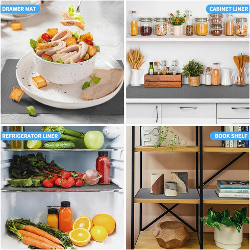 Bloss Plastic Shelf and Drawer Liner, Non Adhesive Shelf Liner for Cabinets, Storage, Kitchen, Desks, Decor Cupboard Liner(Grey, 17.7"×59")...