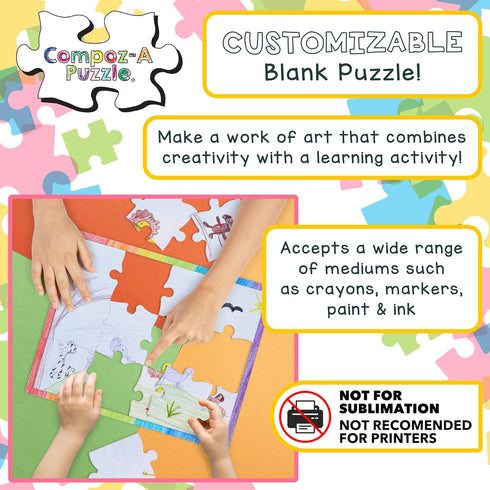 Hygloss Products - Compoz-A-Puzzle - Heart Shape - Fun Activity - Great for Arts & Crafts - White & Sturdy - Surrounding Frame is 8.5” x 9.5” - 36...