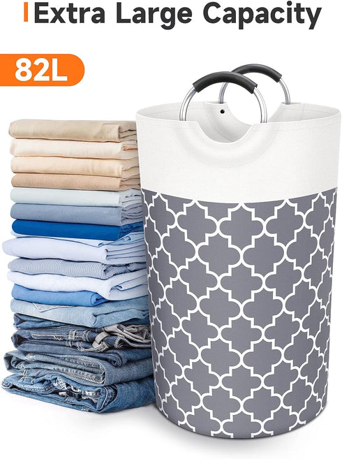 Large Laundry Basket Laundry Hamper Bag Washing Bin Clothes Bag Collapsible Tall With Handles Waterproof Travel Bathroom College Essentials Storag...