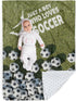 Soccer Blanket - Soft Plush Flannel Blanket with Double Layer Dotted Backing for Baby Kid Teen Boys Girls Gifts White & Green...