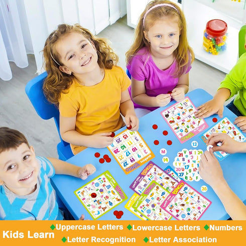 OUNENO Alphabet Bingo Game, ABC and 123 Bingo Board Game Uppercase Lowercase Number Bingo Game for Kindergarten and Preschool Classroom Home...