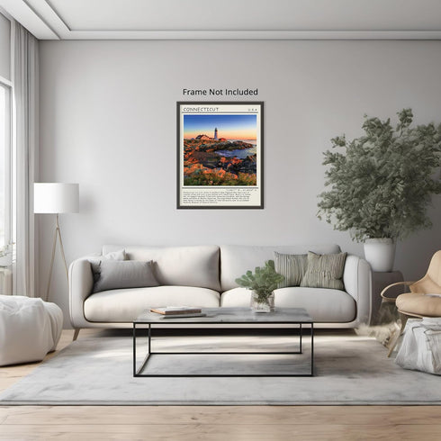 Posterizer 1 pcs-Connecticut United States info-Geography Travel Poster-Adventure Wall Art Gift for Men Women Entrepreneur Teens Decor for Home ...