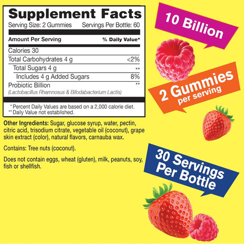 Probiotics for Women Gummies (2 Pack) - 10 BILLION CFU - for Digestive Support, Gut Health, and Feminine Health Support -Berry Flavor - Vegan, Del...