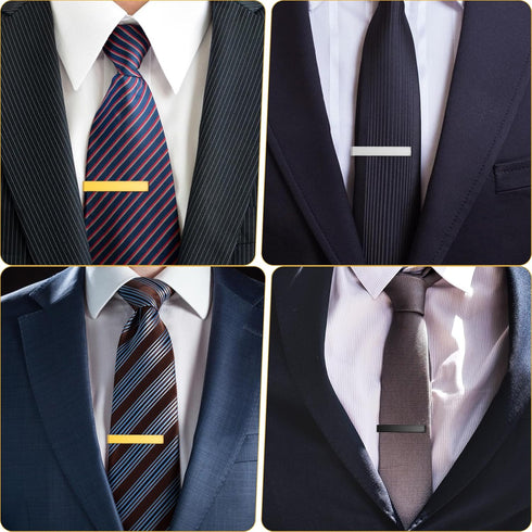 3Pcs Black Silver Gold Classic Tie Clips, Stainless Steel Necktie Tie Bar Pinch Suitable for Men Wedding Anniversary Business Father's Day Gifts...