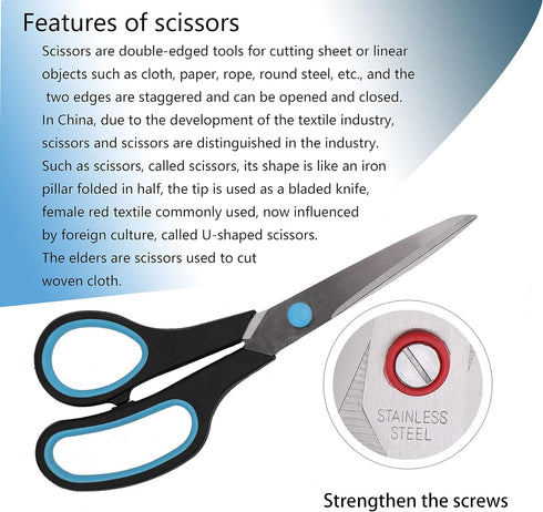 Scissors,8" All Purpose Scissors Heavy Duty Bulk 3-Pack Ergonomic Comfort Grip Craft Shears Sharp Scissors for Office Home School Classroom Sewing...