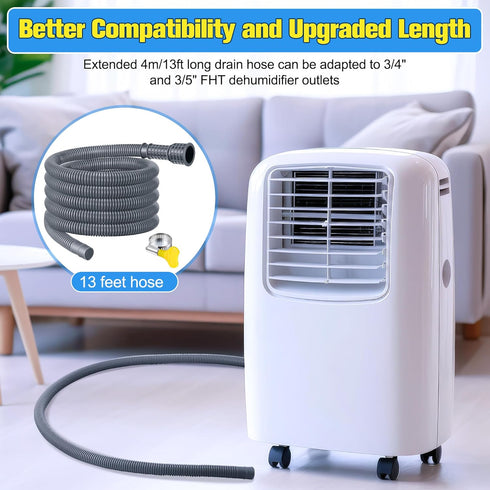 Saillong Patent Pending Dehumidifier Drain Hose, Flexible Universal Drain Hose with Cuttable Rubber Adapter and Connect Clamp, Hose Replacement fo...
