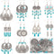 SUNNYCLUE 1 Box DIY 10 Pairs Tibetan Style Chandelier Charms Earrings Making Kit Flower Charm Flat Round Linking Charm Synthetic Turquoise Beads F...