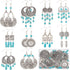 SUNNYCLUE 1 Box DIY 10 Pairs Tibetan Style Chandelier Charms Earrings Making Kit Flower Charm Flat Round Linking Charm Synthetic Turquoise Beads F...