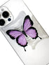 Butterfly Sticky Mobile Phone Grip, Clear Cell Phone Stand, Expanding Cell Phone Charms Accessory, Interchangeable Finger Kickstand, Collapsible H...