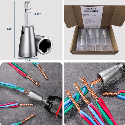 WILD+ Wire Twister Tool for Drill - 4pcs, Wire Twisting Tool, Wire Stripping and Twisting Tool, Wire Connector, Wire Nut Twister for Electrical Po...