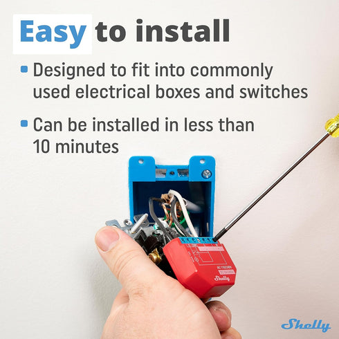Shelly Plus 1PM UL | WiFi & Bluetooth Smart Relay Switch with Power Metering Function | Home Automation | Compatible with Alexa & Google Home | iO...