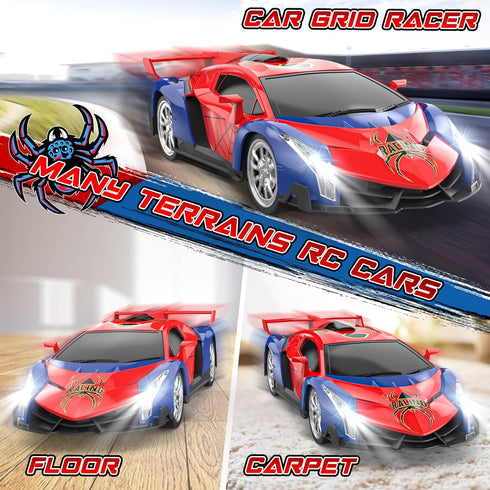 Growsland 2024 Remote Control Car for Kids, RC Cars for Boys Kids 1:18 Electric Vehicle Toy Car Hobby Racing Car Toys with Lights & Controller, Bi...