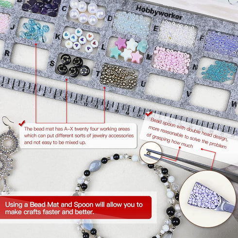 hobbyworker The Second Generation Beading Mat,Bead Board Surface Flocking with Wooden Base and Bead Scoop for Jewelry Making and Beading Supplies...