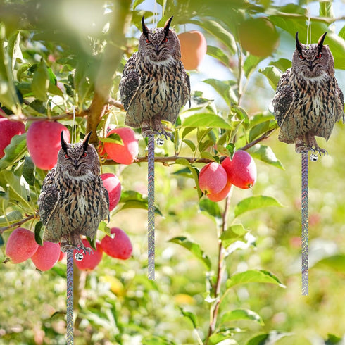 Owl to Keep Birds Away, 3Pcs Bird Scare Reflective Hanging Decoration for Garden Patio, Effective Bird Control with Reflective Tape to Keep Birds ...