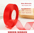 1 inch Red Organza Ribbon, 50 Yard Sheer Chiffon Ribbon for Gift Wrapping, Transparent Wired Tulle Ribbon for Holiday Presents, Birthday Cards, We...