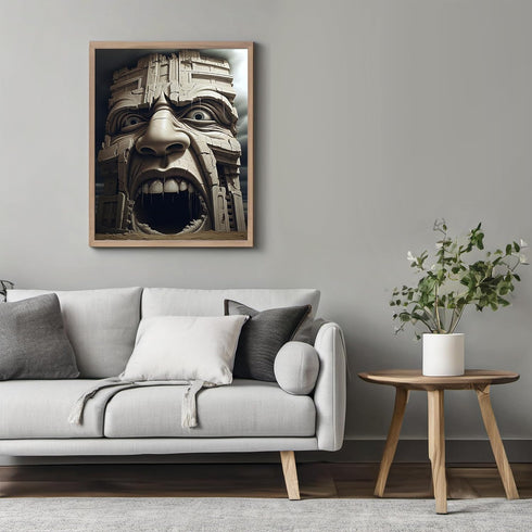Posterizer 1 pcs-sci-fi screaming building-Abstract & Modern Art-Fantasy & Fiction Art-Gift for Art Lovers-Decor for Home & Office- UNFRAMED Wall ...