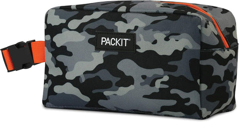 PackIt Freezable Snack Box, Charcoal Camo, Built with ECOFREEZE Technology, Collapsible, Reusable, Zip Closure with Buckle Handle, Great for All A...