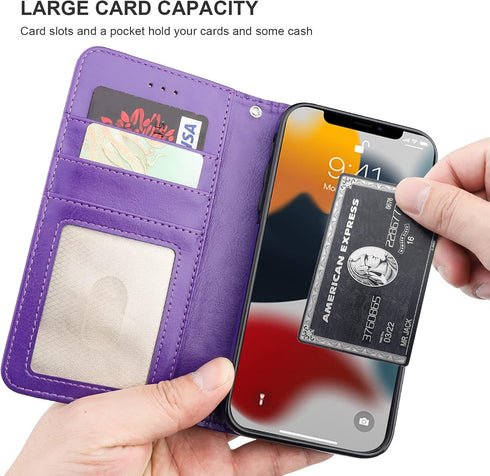 Bocasal Detachable Wallet Case for iPhone 13 Pro Max RFID Blocking Card Slots Holder Premium PU Leather Magnetic Kickstand Shockproof Wrist Strap ...