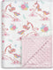 SANDJEST Unicorn Baby Blankets for Girls 30 x 40 - Kids Throw Minky Blanket with Double Layer Dotted Backing - Gifts for Birthday Baby Shower...