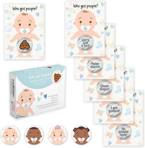 Party Hearty Baby Shower Games for Girl and Boy, 33 Poopie Emoji Scratch Off Lottery Tickets, Baby Games Ideas, Scratch Off Game....