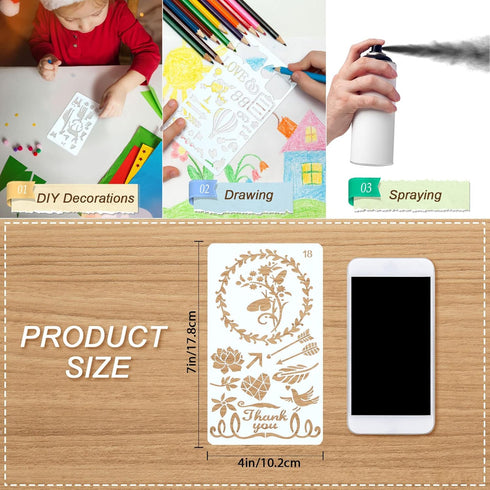 Zonon 24 Pieces Journal Stencils 4x7 Inch Planner DIY Drawing Template for Journals Supplies Kit Daily Weekly Monthly Calendars Notebook Productiv...