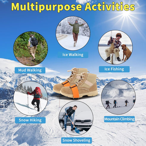 Mid-Sole Ice Cleats Crampons Traction Snow Grips with Tungsten Spikes...
