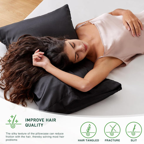 Love's cabin Satin Pillowcase for Hair and Skin, Similar to Silk Pillow Cases for Women, Pillow Case Queen Size Set of 2, Satin Cooling Pillow Cov...