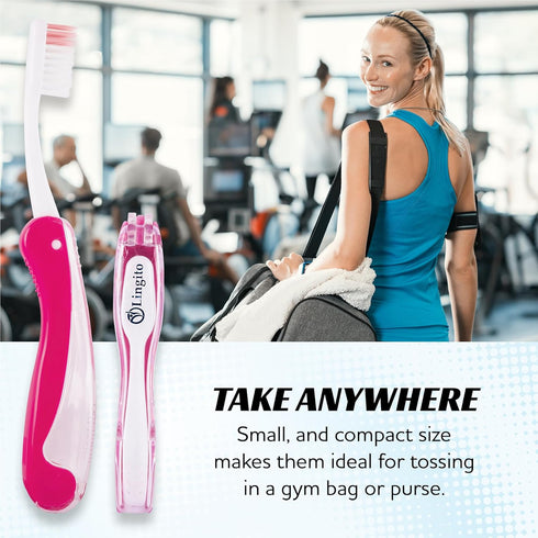 Lingito Travel Toothbrushes Soft, Mini Toothbrush with Toothbrush Cover, Camping Toothbrush, Interlock Folding Travel Size Toothbrush, Adults Trav...