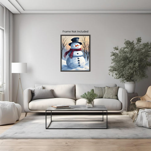 Posterizer 1 pcs-cute snowman in snowy wintery nature 8-Holiday Poster Collection-Landscape & Nature Art-Living Room Bedroom Decor- unframed wall ...