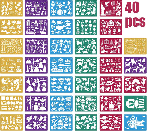 40pcs Plastic Drawing Stencils Set, Stencils for Kids with Over 400+ Different Patterns are The Gift for Boys and Girls...