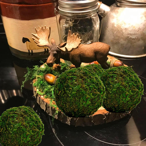 BYHER Natural Green Moss Decorative Ball,Handmade (3.5"-Set of 6)...