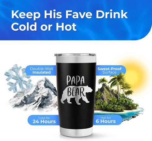SassyCups Papa Bear Tumbler - Awesome Dad Gifts - Papa Bear Mug - Cool Birthday Gifts...