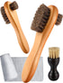 4 Pieces Horsehair Shine Shoes Brush kit Polish Dauber Applicators (D)...