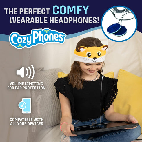 CozyPhones Kids Headphones, Headband Earphones for Children Baby & Toddlers 1-3, Stretchy & Comfy Travel Accessories - Fox......