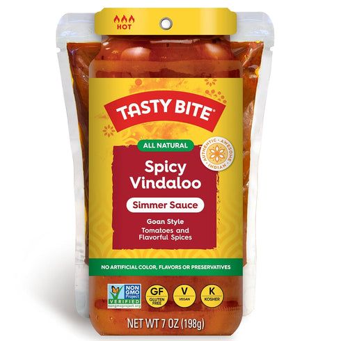 Tasty Bite Goan Style Spicy Vindaloo Simmer Sauce, 7-Ounce 5-Pack, 3-4 Servings Per Pouch, Vegan, Kosher, Non GMO...
