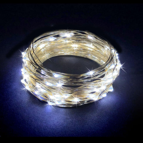 60 LEDs Cold White Color String Lights Silver Wire Indoor and Outdoor 20 Feet Firefly Starry Fairy Lights Battery Powered for DIY, Christmas, Holi...